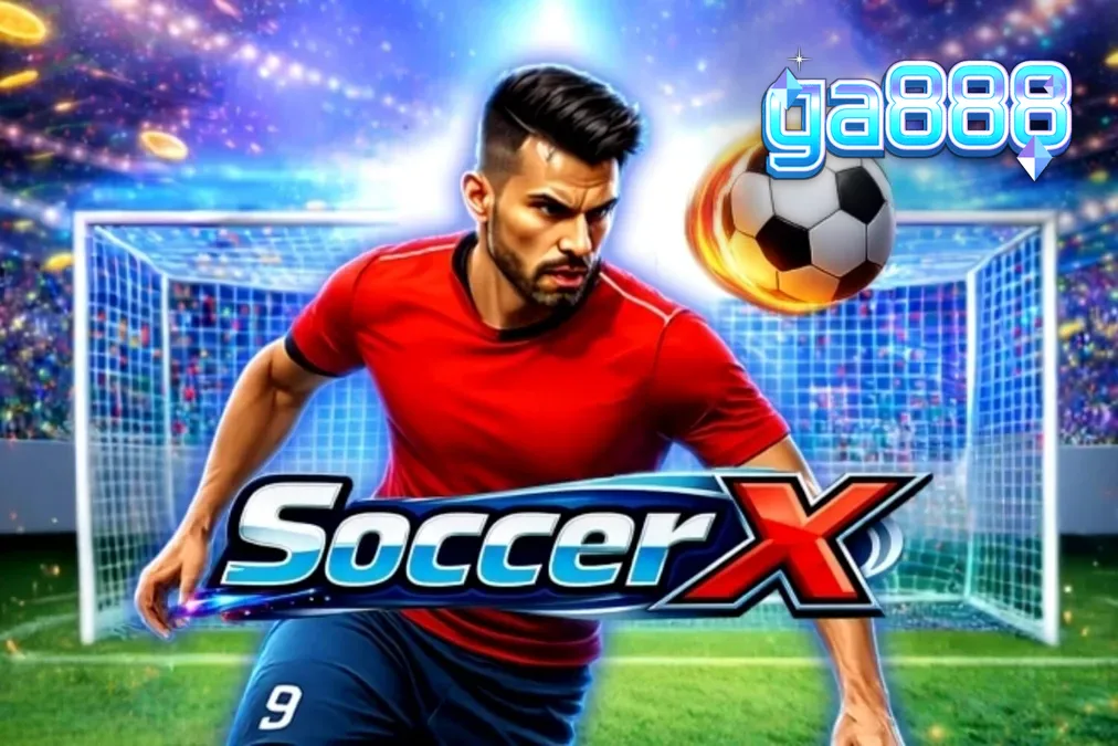 Giao diện trò chơi SoccerX với sân vận động và bảng nhân thưởng